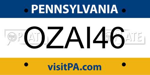 OZAI46 Pennsylvania License Plate