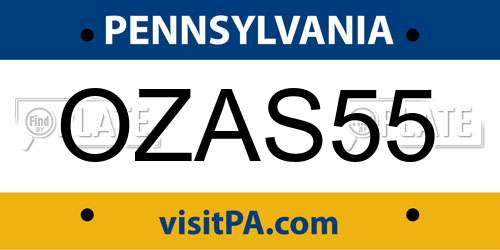 OZAS55 Pennsylvania License Plate