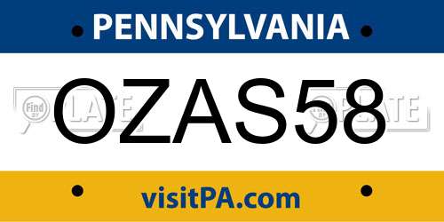 OZAS58 Pennsylvania License Plate