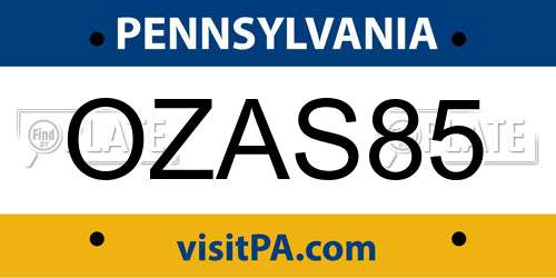 OZAS85 Pennsylvania License Plate