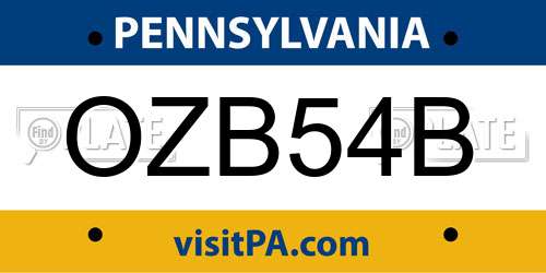 OZB54B Pennsylvania License Plate