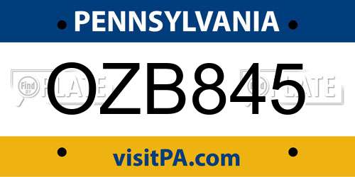 OZB845 Pennsylvania License Plate
