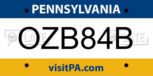 OZB84B Pennsylvania License Plate