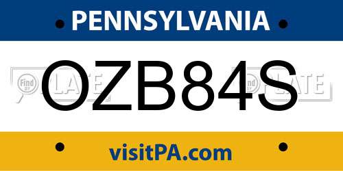 OZB84S Pennsylvania License Plate