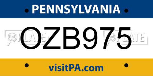 OZB975 Pennsylvania License Plate