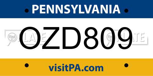OZD809 Pennsylvania License Plate