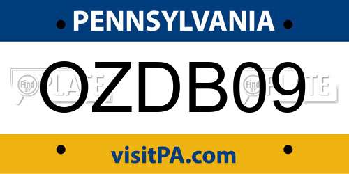 OZDB09 Pennsylvania License Plate