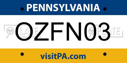 OZFN03 Pennsylvania License Plate