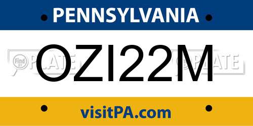 OZI22M Pennsylvania License Plate
