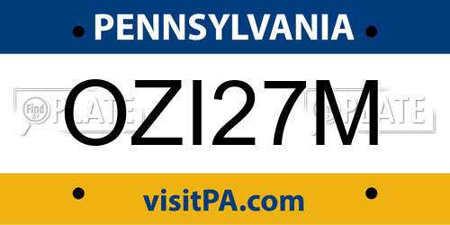 OZI27M Pennsylvania License Plate