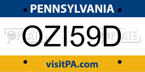 OZI59D Pennsylvania License Plate