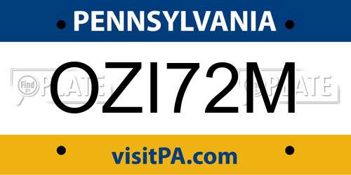 OZI72M Pennsylvania License Plate