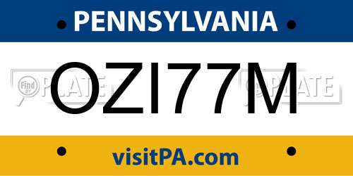 OZI77M Pennsylvania License Plate