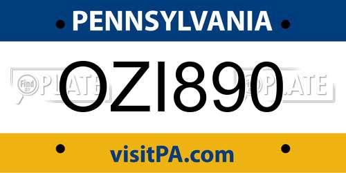 OZI890 Pennsylvania License Plate