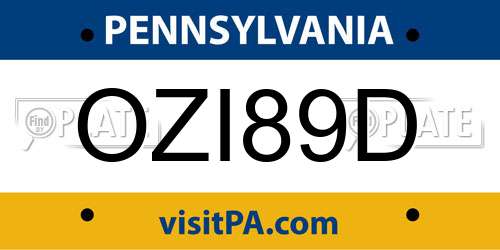 OZI89D Pennsylvania License Plate