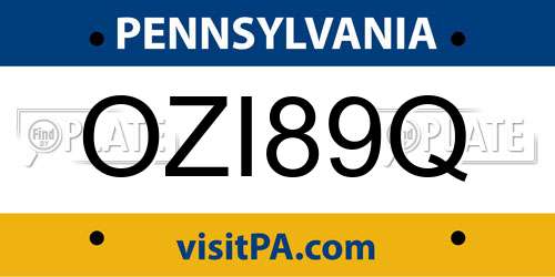 OZI89Q Pennsylvania License Plate