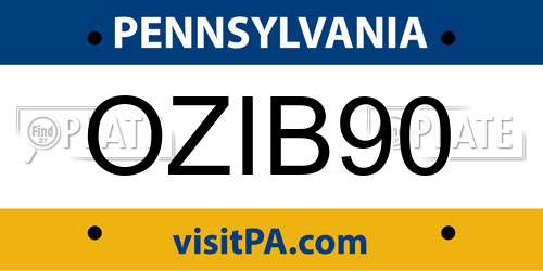 OZIB90 Pennsylvania License Plate