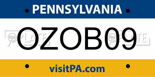 OZOB09 Pennsylvania License Plate
