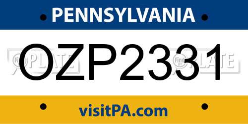 OZP2331 Pennsylvania License Plate