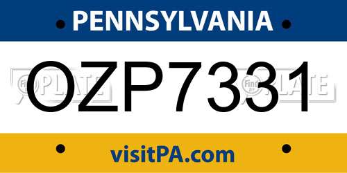 OZP7331 Pennsylvania License Plate