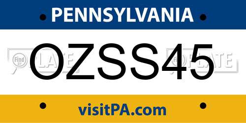 OZSS45 Pennsylvania License Plate