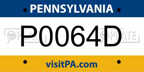 P0064D Pennsylvania License Plate