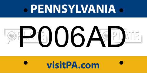 P006AD Pennsylvania License Plate