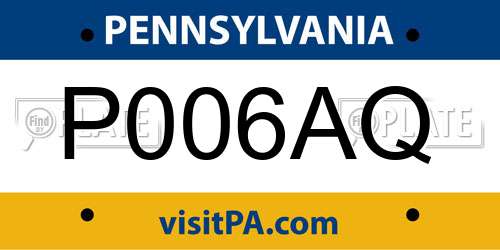 P006AQ Pennsylvania License Plate