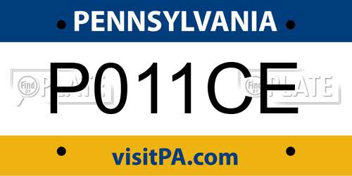 P011CE Pennsylvania License Plate