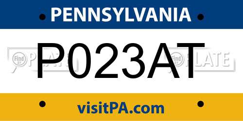 P023AT Pennsylvania License Plate