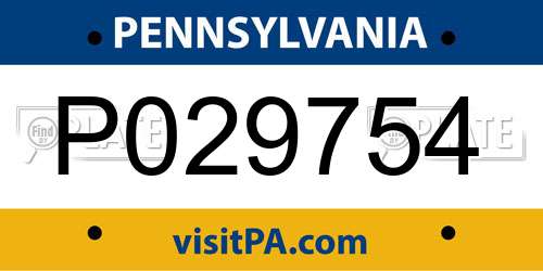 P029754 Pennsylvania License Plate