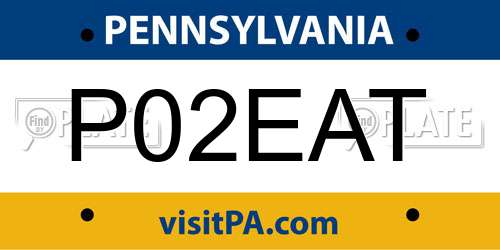 P02EAT Pennsylvania License Plate