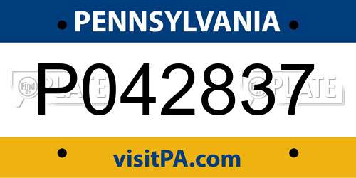 P042837 Pennsylvania License Plate