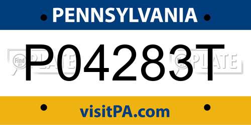 P04283T Pennsylvania License Plate