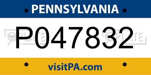 P047832 Pennsylvania License Plate