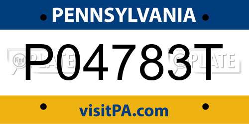 P04783T Pennsylvania License Plate