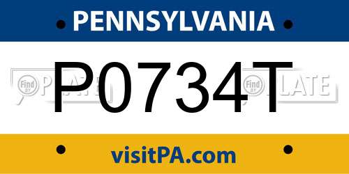 P0734T Pennsylvania License Plate