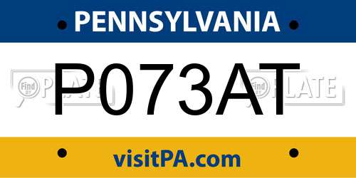 P073AT Pennsylvania License Plate