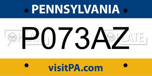 P073AZ Pennsylvania License Plate
