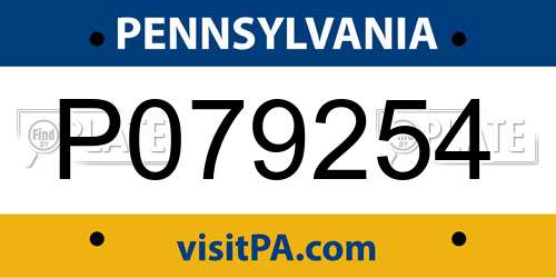 P079254 Pennsylvania License Plate