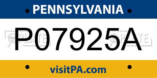 P07925A Pennsylvania License Plate