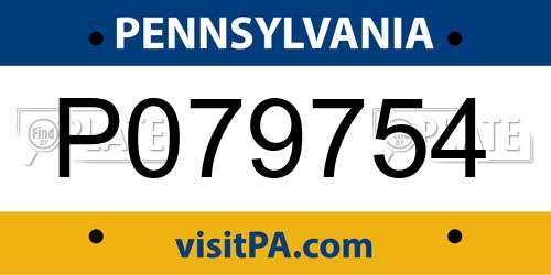 P079754 Pennsylvania License Plate