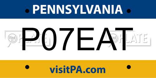 P07EAT Pennsylvania License Plate