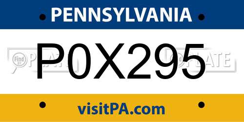 P0X295 Pennsylvania License Plate