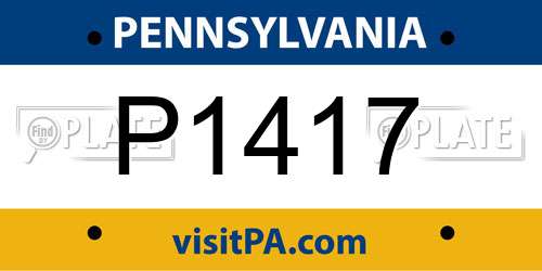 P1417 Pennsylvania License Plate