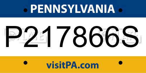 P217866S Pennsylvania License Plate