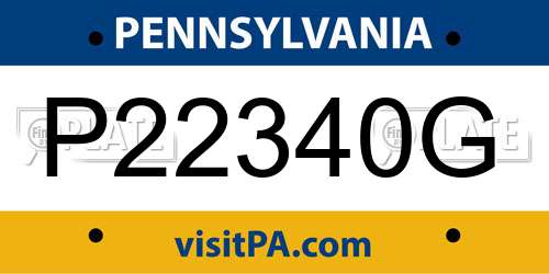 P22340G Pennsylvania License Plate