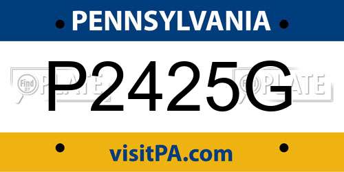 P2425G Pennsylvania License Plate