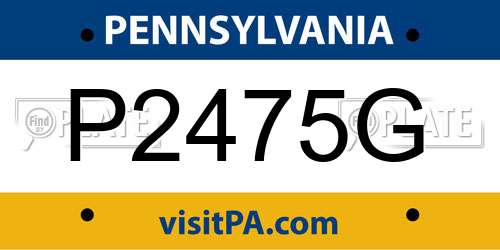 P2475G Pennsylvania License Plate