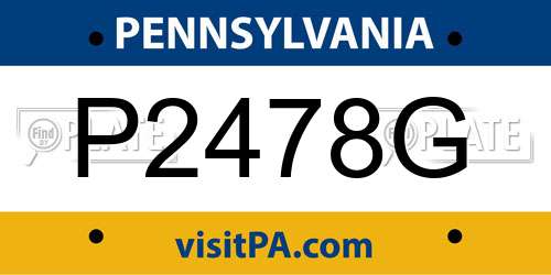 P2478G Pennsylvania License Plate